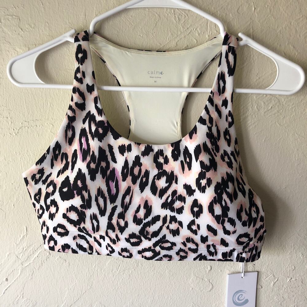 NWT Johnny Was Calme Padded Endurance Sports Bra in Cheetah Print Sz M